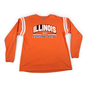 Vintage Fighting Illini Shirt Adult LARGE Orange Ribbed Jersey Illinois 90s